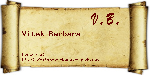 Vitek Barbara névjegykártya